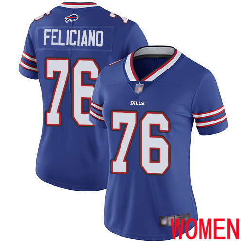 Women Buffalo Bills #76 Jon Feliciano Royal Blue Team Color Vapor Untouchable Limited Player NFL Jersey->women nfl jersey->Women Jersey